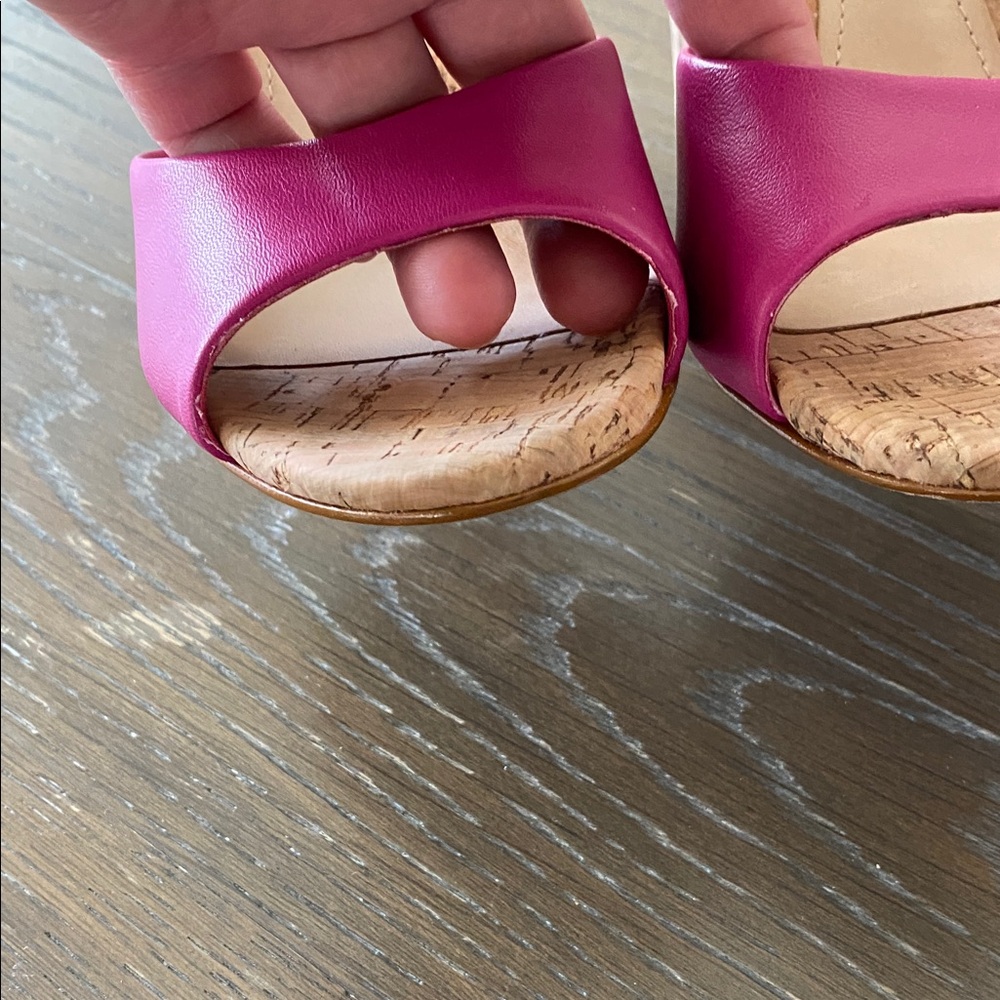 SCHUTZ Pink Cork Block Heel Slide Sandals - Picture 6 of 7